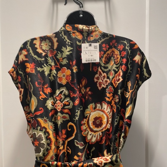 NWT Zara Printed Tunic Midi Dress Paisley Black Multicolor L - Picture 11 of 12